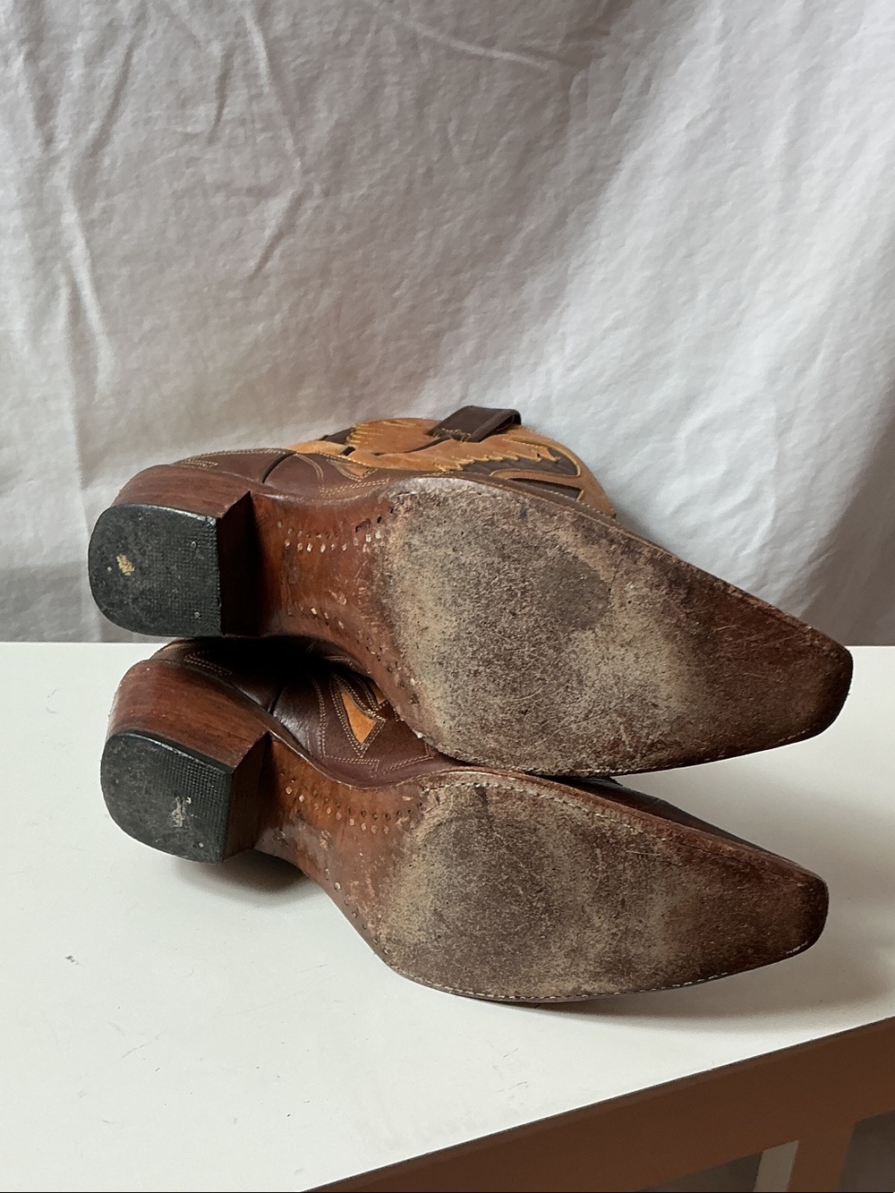 Corral Two-Tone Brown Leather Western Heeled Boots - Picture 9 of 13